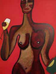Drinking Black Woman_Acryl auf Leinwand_70x50