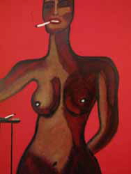 Smoking Black Woman_Acryl auf Leinwand_70x50